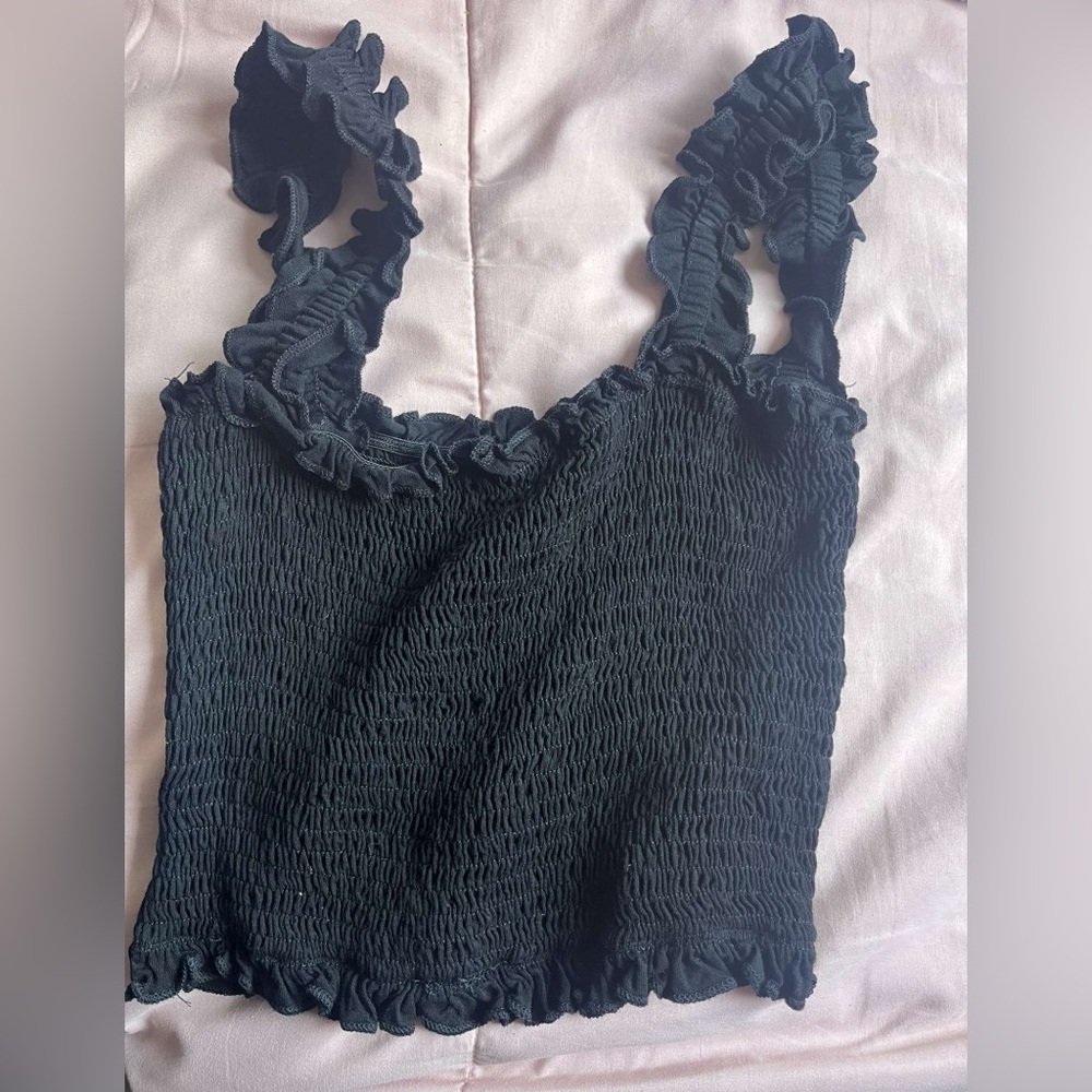 Black Smocked Women's Top - Picture 1 of 2